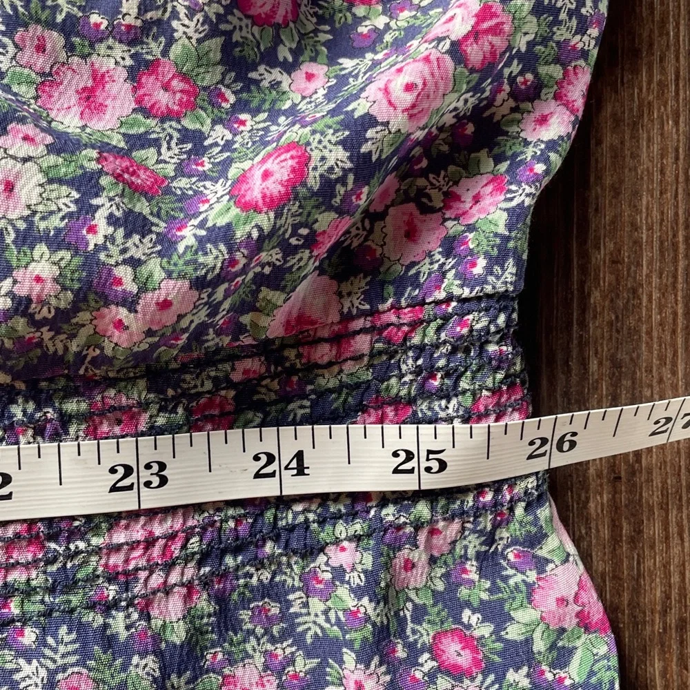 Vintage KSL Floral Midi Dress Crochet Collar Pink & Blue 3/4 Sleeve Size 20 - Picture 10 of 13